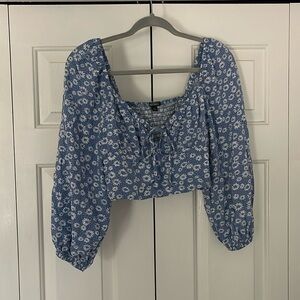 cropped floral blouse